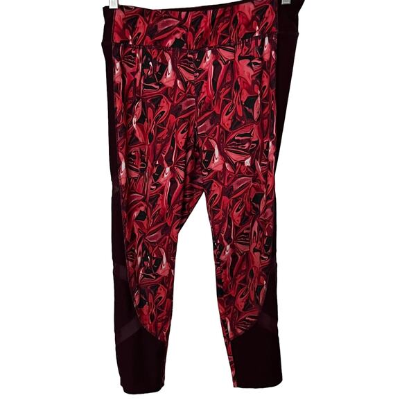 AVIA HI-RISE CROPPED ACTIVEWEAR LEGGINGS, WOMENS, M, PURPLE PINK BLACK ABSTRACT - Picture 2 of 8